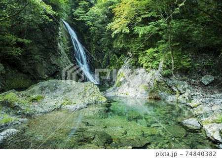 飛騨金山横谷峡四つの滝の写真素材