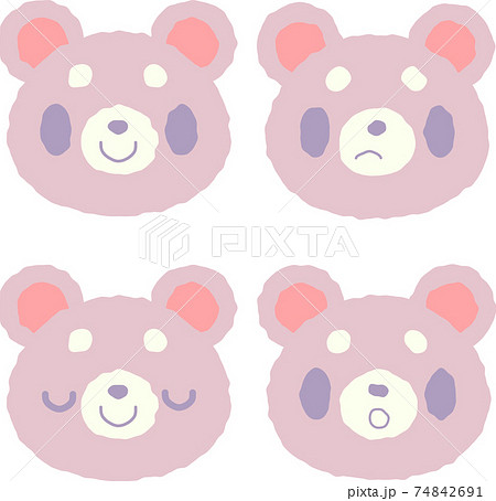 顔だけクマの表情4パターンのイラスト素材