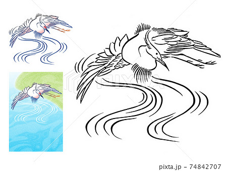 浮世絵,サギ 浮世絵,サギ 74842707