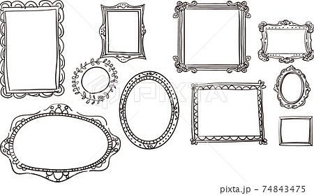 手描き額縁フレーム素材セットのイラスト素材