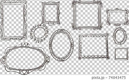 手描き額縁フレーム素材セットのイラスト素材