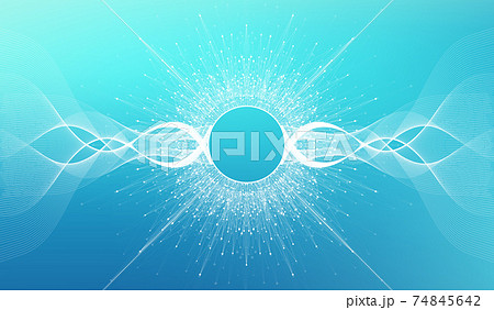 Expansion of life. Colorful explosion background with connected line and dots, wave flow. Visualization Quantum technology. Abstract graphic background explosion, motion burst, vector illustration Expansion of life. Colorful explosion background with connected line and dots, wave flow. Visualization Quantum technology. Abstract graphic background explosion, motion burst, vector illustration 74845642