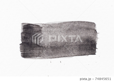 Black color watercolor handdrawing as square line brush on white paper background Black color watercolor handdrawing as square line brush on white paper background 74845651
