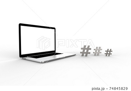 Modern Laptop And Hashtag Icon Isolated On のイラスト素材 Modern Laptop And Hashtag Icon Isolated On のイラスト素材