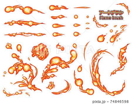 火属性のエフェクト風 炎のアートブラシ イラスト素材セットのイラスト素材