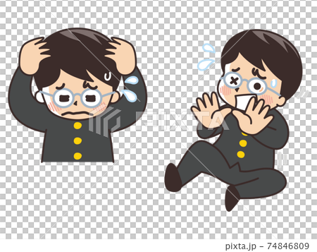 怯える男子高校生　いじめ 74846809