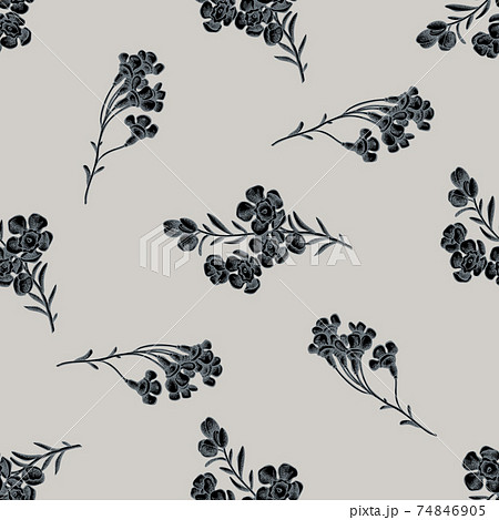 Seamless pattern with hand drawn stylized wax flower 74846905