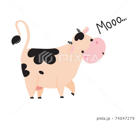 Cute Little Mooing Cow, Adorable Funny Farm... - Stock Illustration  [74847279] - PIXTA