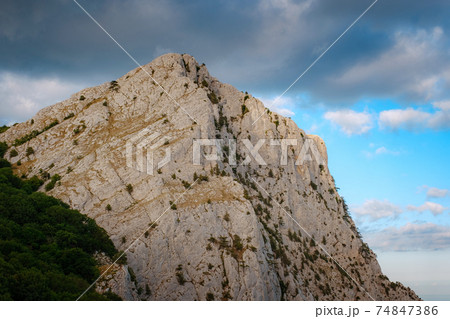 Amazing cliffs of Crimea, Russia. sunset summer Amazing cliffs of Crimea, Russia. sunset summer 74847386