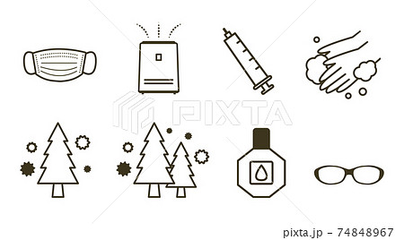 花粉症 アイコンセットのイラスト素材