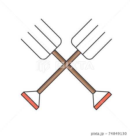 Pitchfork, simple gardening icon in trendy line style isolated on white background for web apps and mobile concept. Vector Illustration 74849130