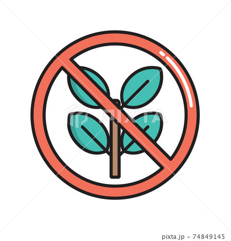 Anti weed sign, simple gardening icon in trendy line style isolated on white background for web apps and mobile concept. Vector Illustration 74849145