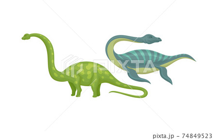 Different Dinosaurs as Terrestrial Reptiles of Jurassic Period Vector Set Different Dinosaurs as Terrestrial Reptiles of Jurassic Period Vector Set 74849523