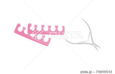 Manicure and Pedicure Tools with Toe Separator and Cuticle Nipper Vector Set 74849543