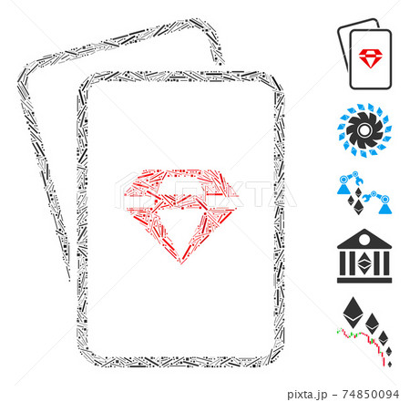 Line Collage Ruby Gambling Cards Icon Line Collage Ruby Gambling Cards Icon 74850094