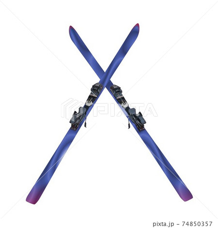 Pair of Blue Skis - Isolated Pair of Blue Skis - Isolated 74850357