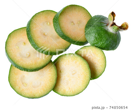 Feijoa cutaway top view isolated Feijoa cutaway top view isolated 74850654