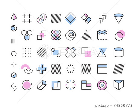 Memphis geometry. Abstract forms lines triangles circles dots geometrical shapes for design projects 80s style garish vector collection set Memphis geometry. Abstract forms lines triangles circles dots geometrical shapes for design projects 80s style garish vector collection set 74850773