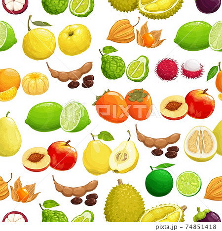 Fruits tropical pattern background, seamless fruit 74851418
