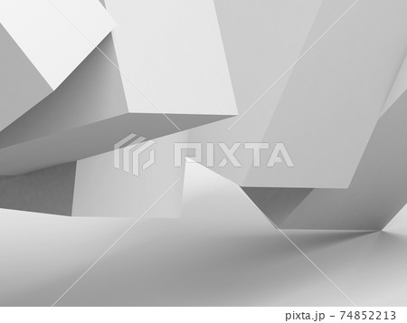 Abstract white cubes installation in an empty studio room. 3 d Abstract white cubes installation in an empty studio room. 3 d 74852213