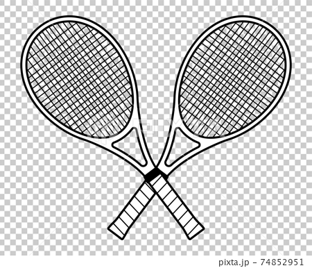 テニスラケット モノクロ のイラスト素材