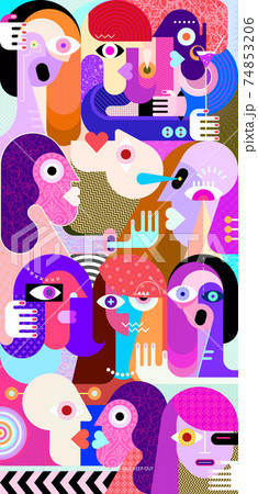 Large group of people graphic artwork 74853206