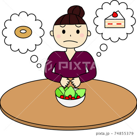 食事制限する女性のイラスト素材