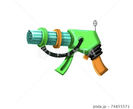 Set of cartoon retro space blasters, beam guns, laser weapons isolated on white background. Set of cartoon retro space blasters, beam guns, laser weapons isolated on white background. 74855571