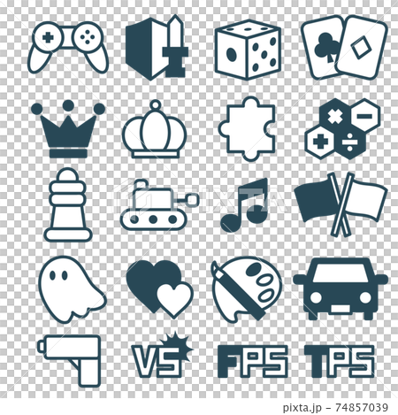 ゲームのジャンル色々ウェブアイコンセット 単色のイラスト素材