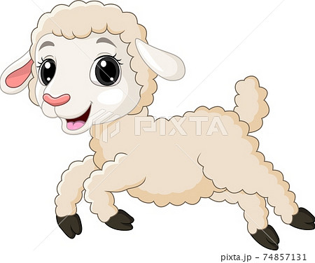 Cartoon baby lamb running on white background - Stock Illustration  [74857131] - PIXTA