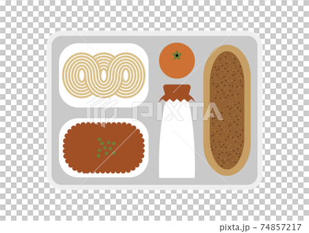 給食 牛乳 コッペパンのイラスト素材