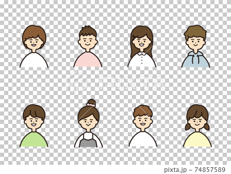 こども 小学生 バストアップ セットのイラスト素材