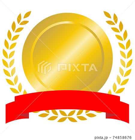 月桂冠と金色のメダル 74858676