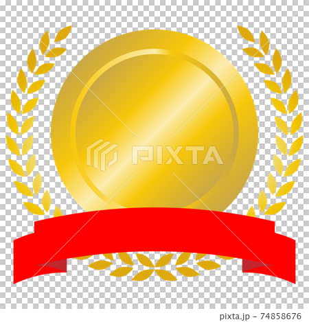 月桂冠と金色のメダル 74858676