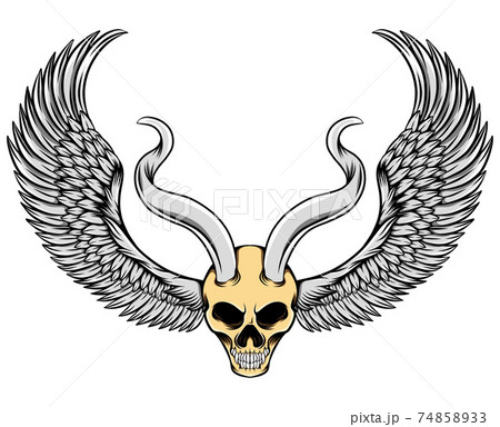 The evil skull with the metal horns and the wings 74858933