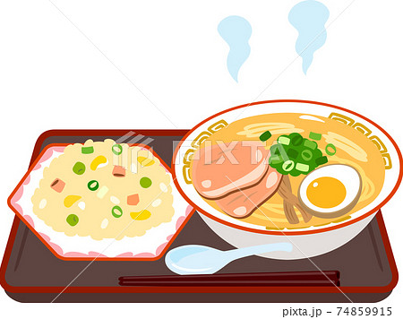 ラーメンとチャーハンのセットのイラスト素材