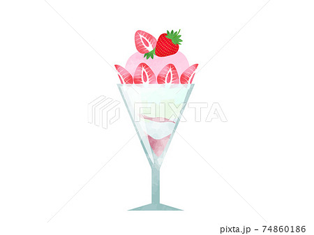 かわいいイチゴのパフェ ストロベリーパフェ 苺いちごパフェのイラスト素材
