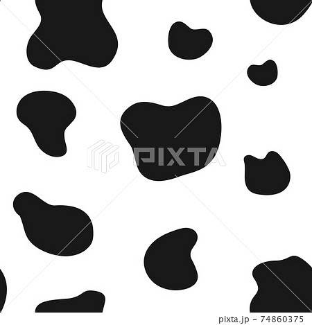 白と黒のシンプルな牛柄 ダルメシアン柄のかわいいテクスチャー 牛の模様 シームレスパターンのイラスト素材