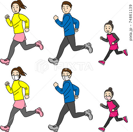ランニング中の家族のイラスト 74861139