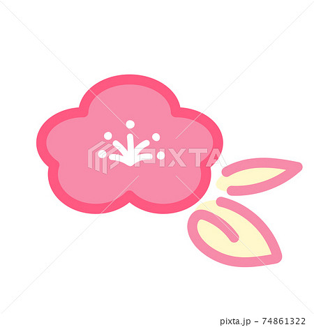 タイトル : かわいい梅の花の線画イラスト・アイコン タイトル : かわいい梅の花の線画イラスト・アイコン 74861322