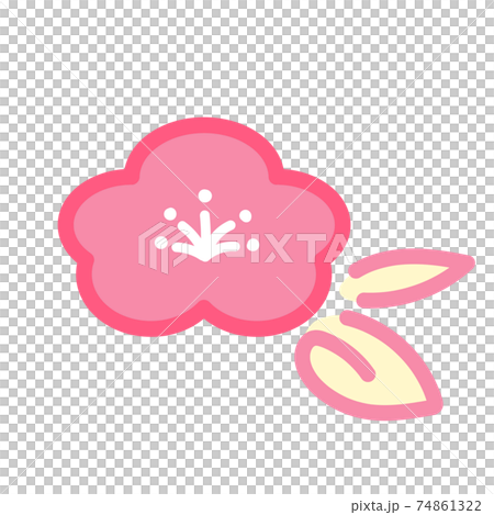 タイトル : かわいい梅の花の線画イラスト・アイコン タイトル : かわいい梅の花の線画イラスト・アイコン 74861322