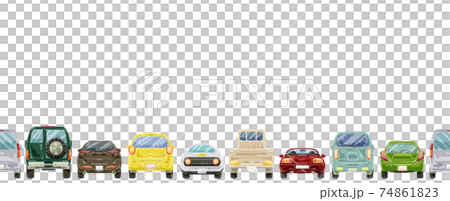 Continuous line pattern of automobiles seen from behind 74861823