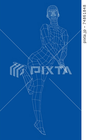 Wireframe girl posing in a sexy pose. Vector 74861848