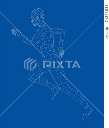 Wireframe running woman. Vector Wireframe running woman. Vector 74861851