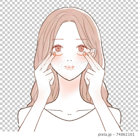 在眼睛下按摩的女人 74862101