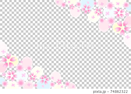 優しい水彩のかわいい桜フレーム 74862322