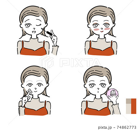 メイクする女性上半身 74862773
