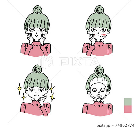 スキンケアする女性上半身 スキンケアする女性上半身 74862774