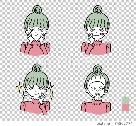 スキンケアする女性上半身 スキンケアする女性上半身 74862774