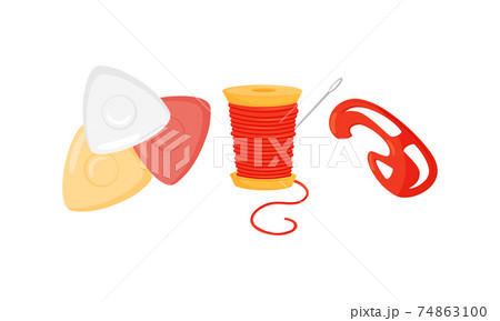 Sewing and Tailoring Accessories with Thread Spool and French Curve Vector Set 74863100